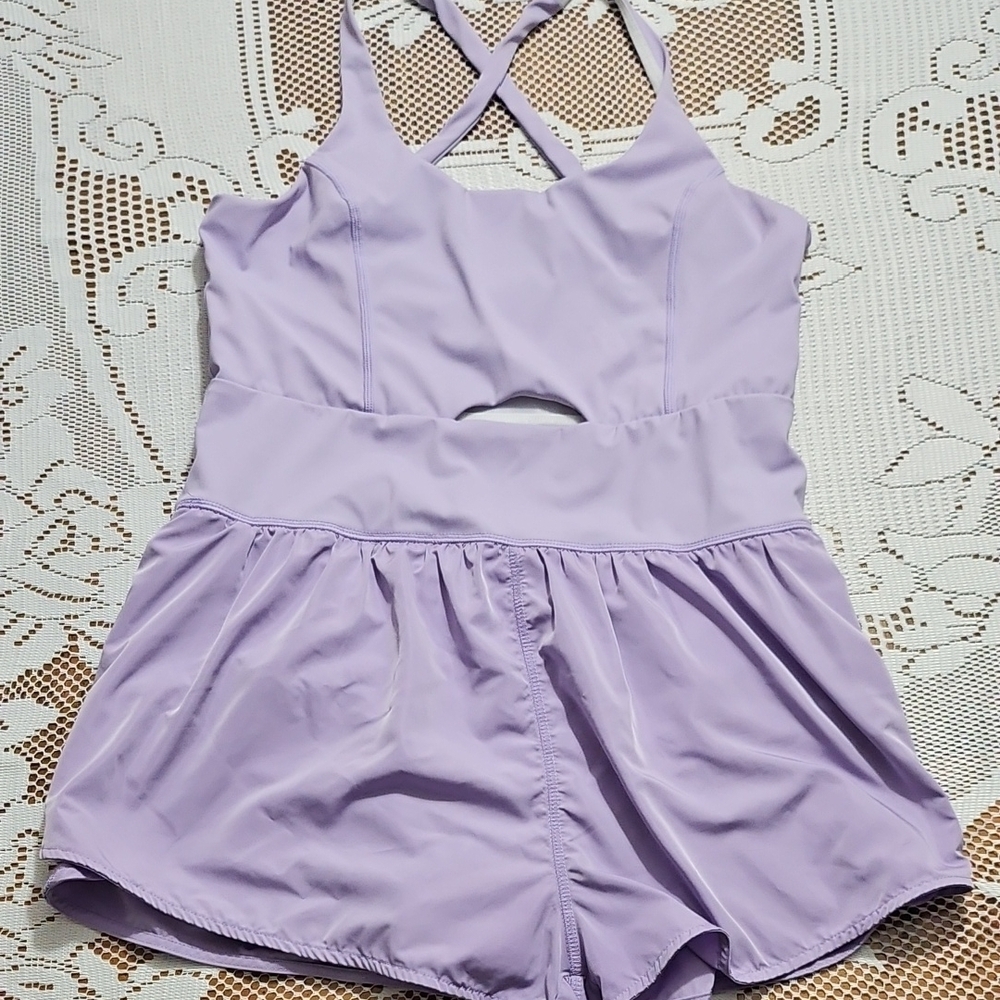 TCEC Lavender Lilac Crossback Romper Jumpsuit